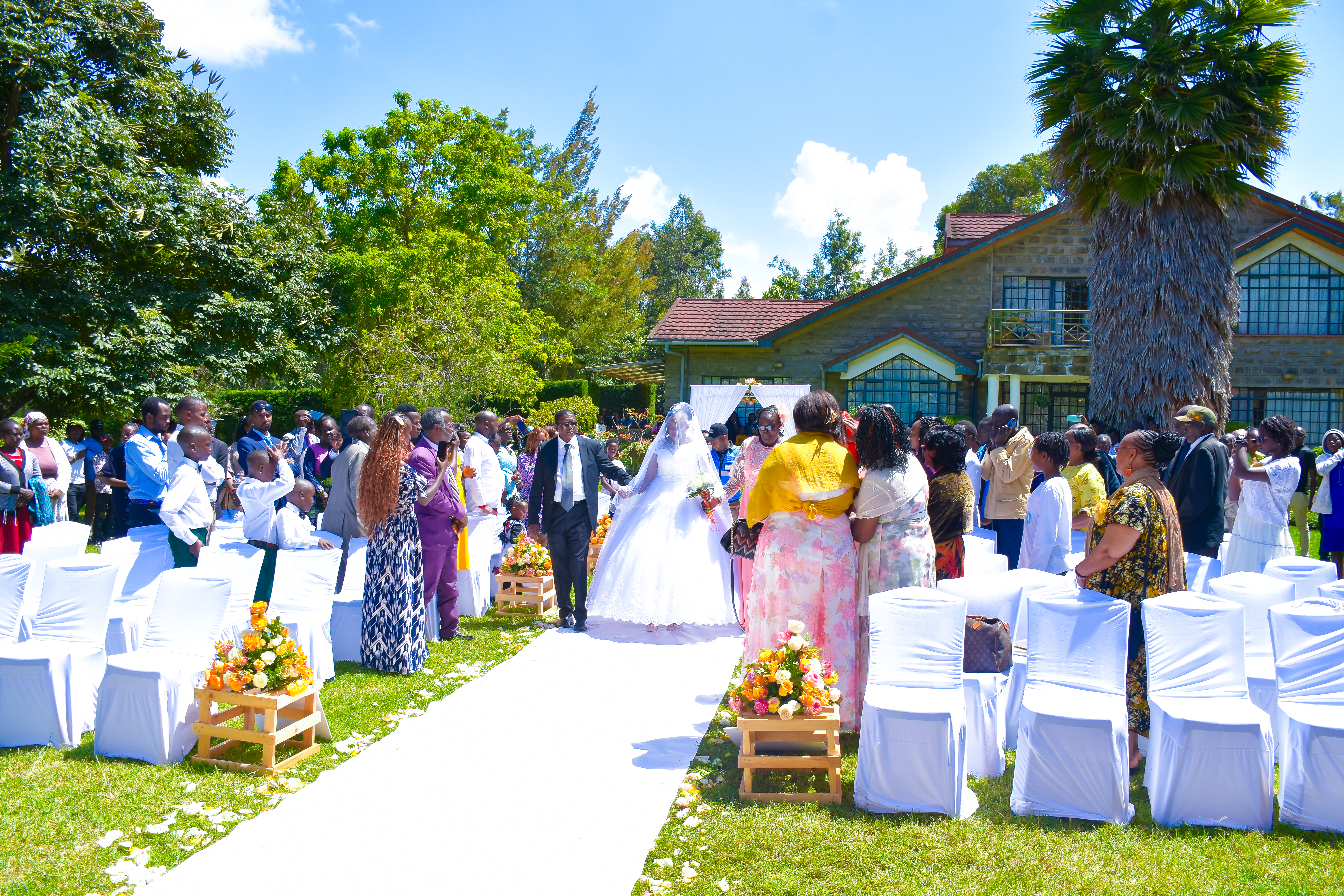 African bride in a beautiful white wedding gown